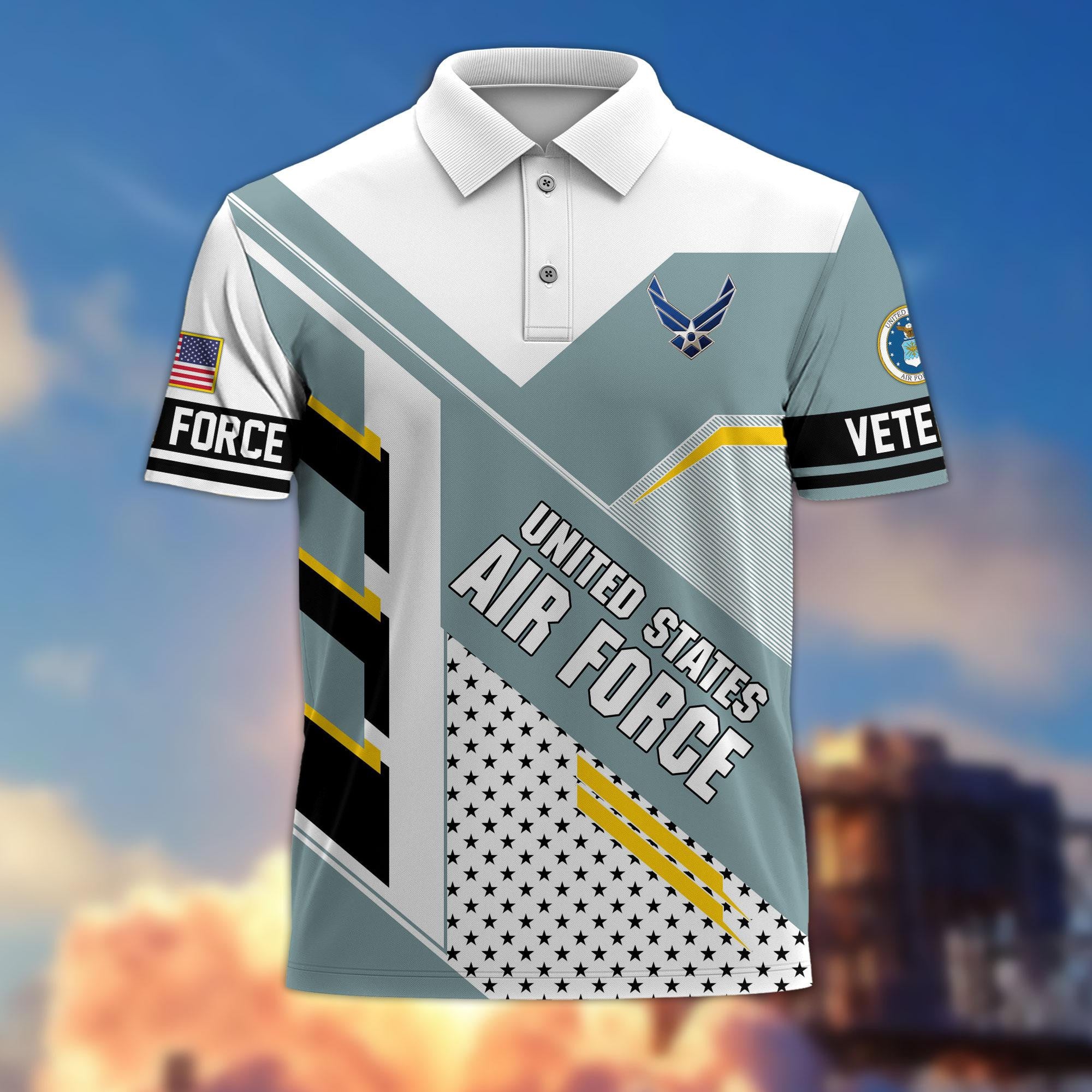 Premium US Veterans Polo Shirt, Gifts For US Veterans, Best Gifts On Father's Day, Armed Forces Day, Independence Day, Veterans Day.