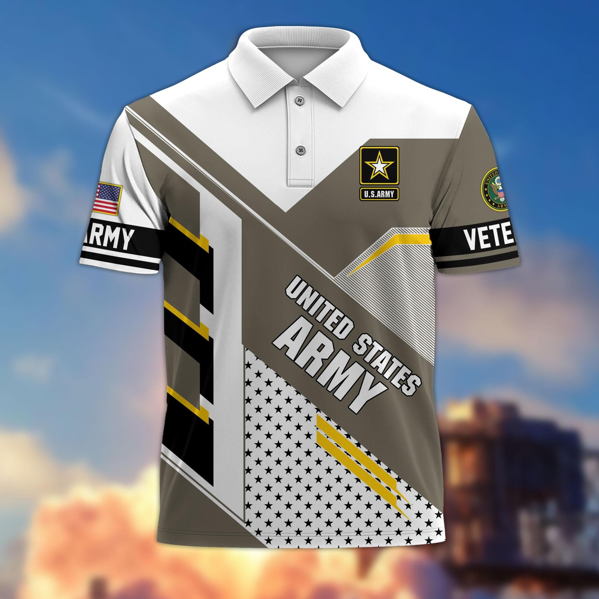 Premium US Veterans Polo Shirt, Gifts For US Veterans, Best Gifts On Father's Day, Armed Forces Day, Independence Day, Veterans Day.
