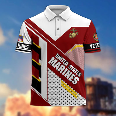 Premium US Veterans Polo Shirt, Gifts For US Veterans, Best Gifts On Father's Day, Armed Forces Day, Independence Day, Veterans Day.