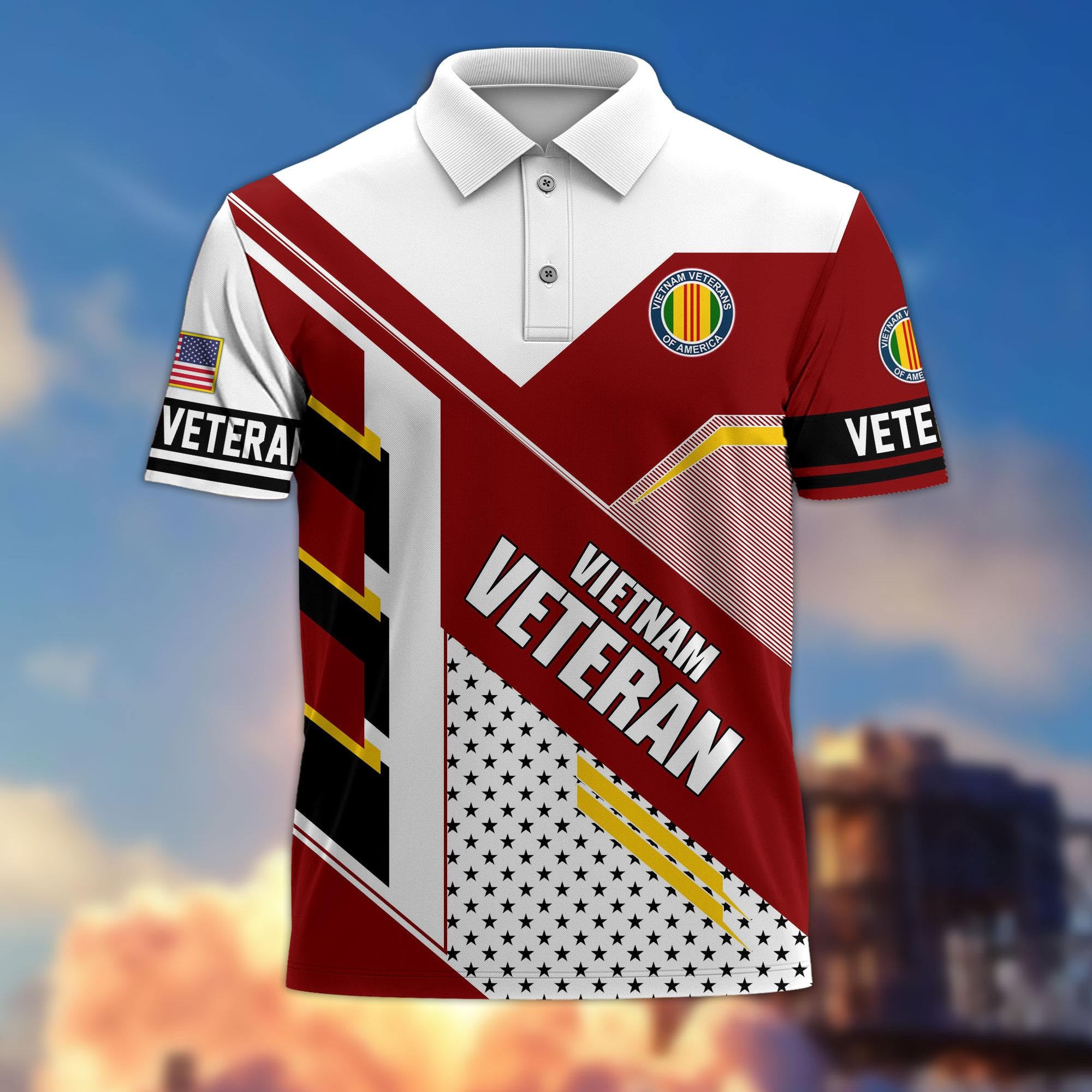 Premium US Veterans Polo Shirt, Gifts For US Veterans, Best Gifts On Father's Day, Armed Forces Day, Independence Day, Veterans Day.
