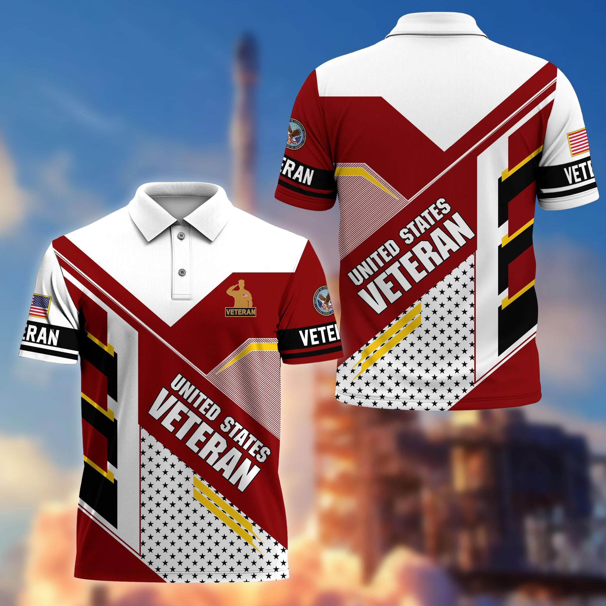 Premium US Veterans Polo Shirt, Gifts For US Veterans, Best Gifts On Father's Day, Armed Forces Day, Independence Day, Veterans Day.