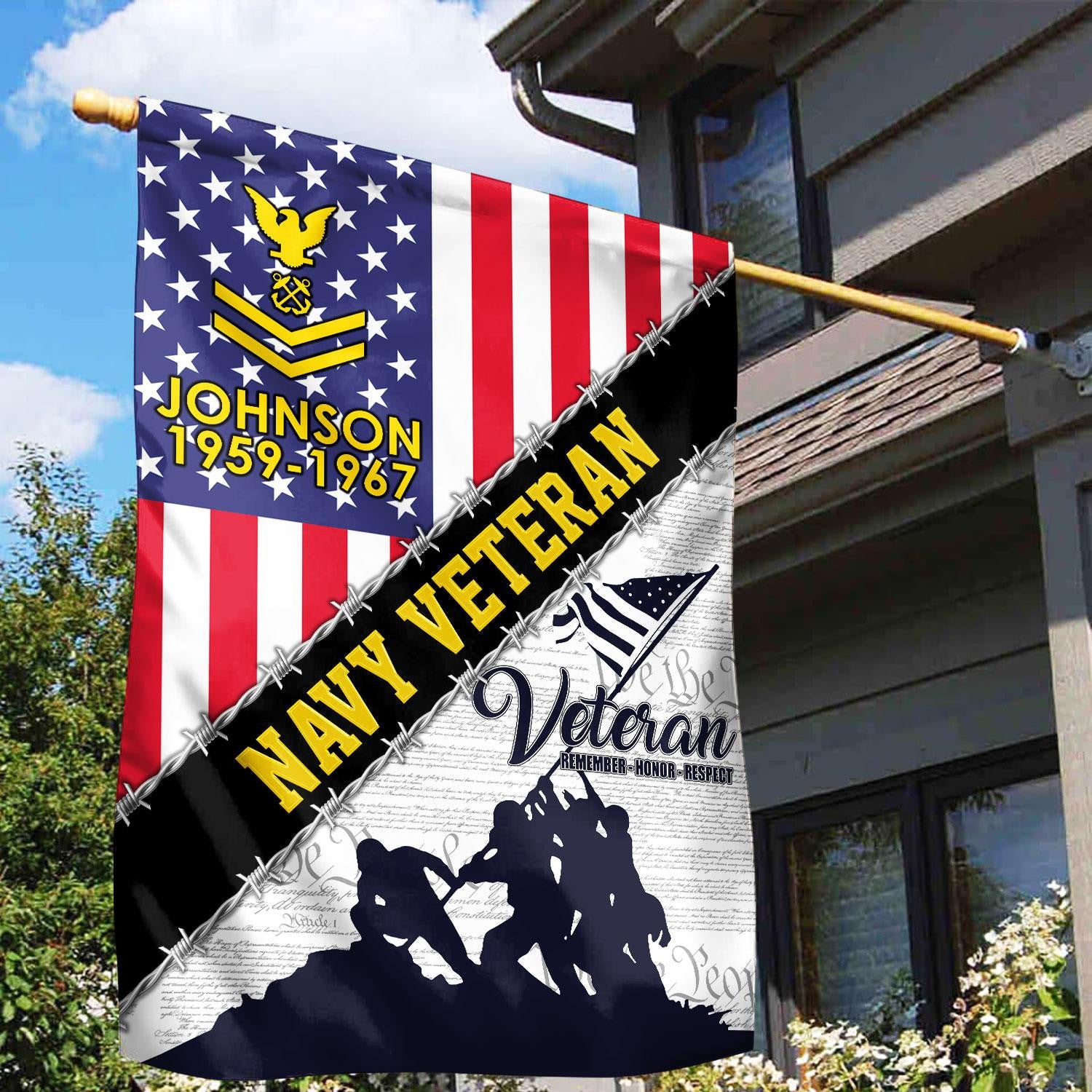 Premium Custom US Navy Flag, Gift For Navy Veteran, American Flag, Patriotic Flag, Garden Flag, House Flag, Best Gifts On Father's Day, Independence Day, Veterans Day.