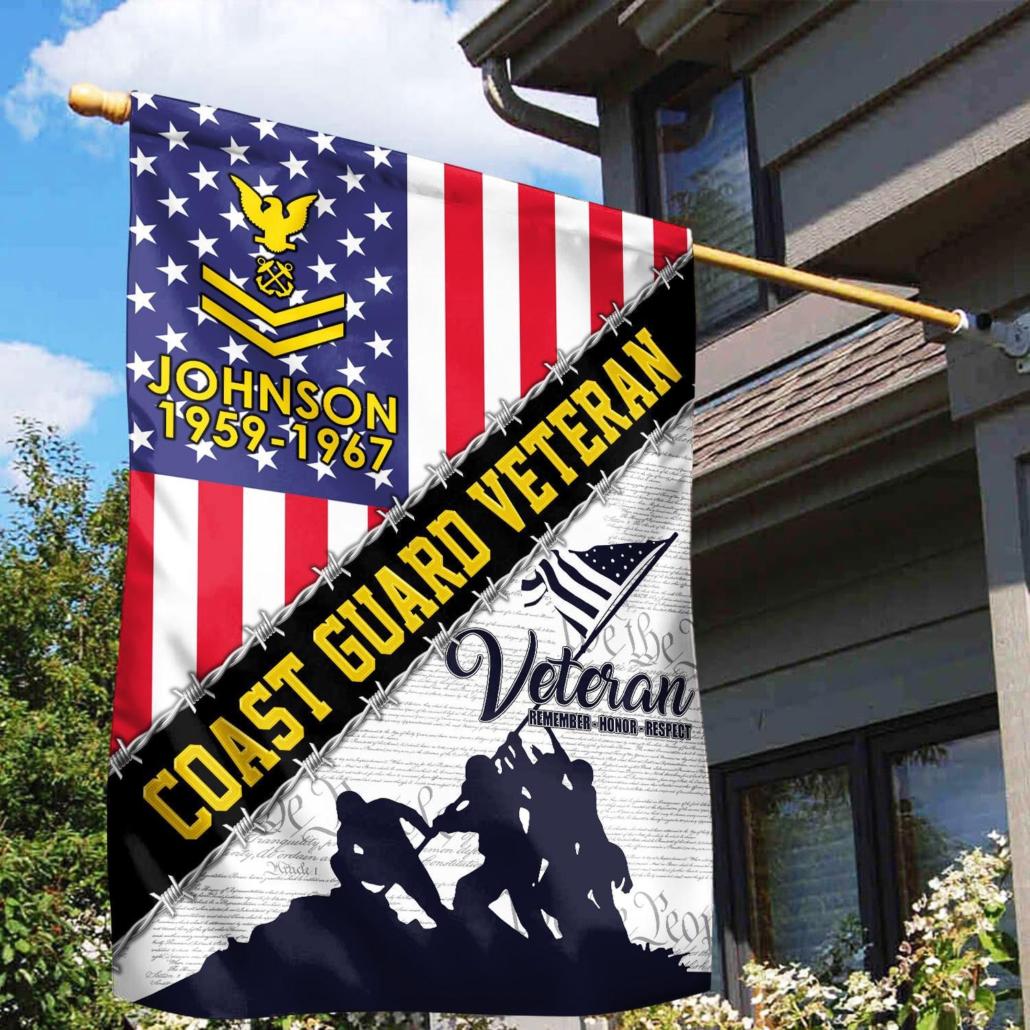 Premium Custom USCG Flag, Gifts For Coast Guard Veteran, American Flag, Patriotic Flag, Garden Flag, House Flag, Best Gifts On Father's Day, Independence Day, Veterans Day.