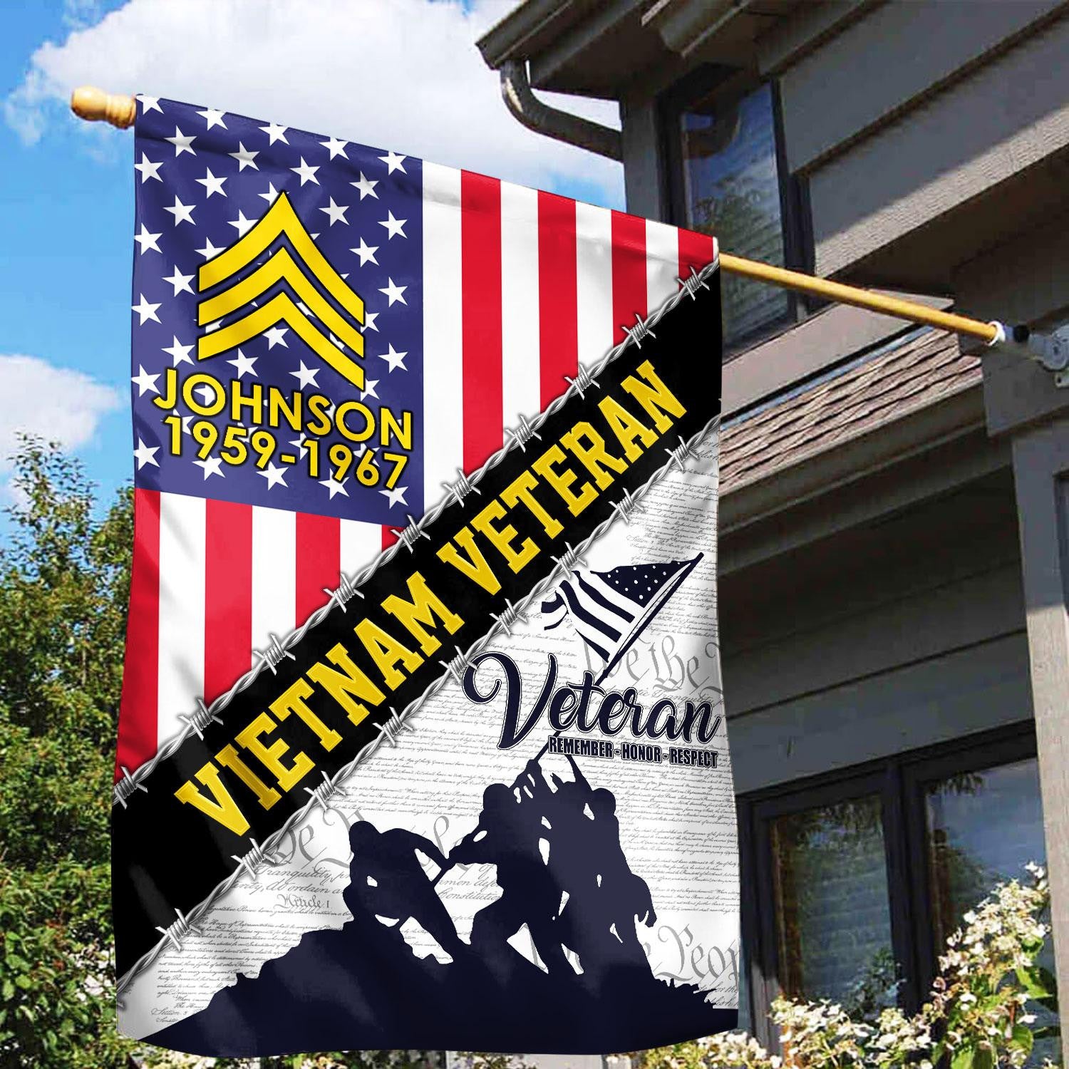 Premium Custom Vietnam Veteran Flag, Gifts For Vietnam Veteran, American Flag, Patriotic Flag, Garden Flag, House Flag, Best Gifts On Father's Day, Independence Day, Veterans Day.
