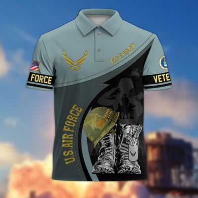 Premium US Veterans Polo Shirt, Gifts For US Veterans, Best Gifts On Father's Day, Armed Forces Day, Independence Day, Veterans Day.