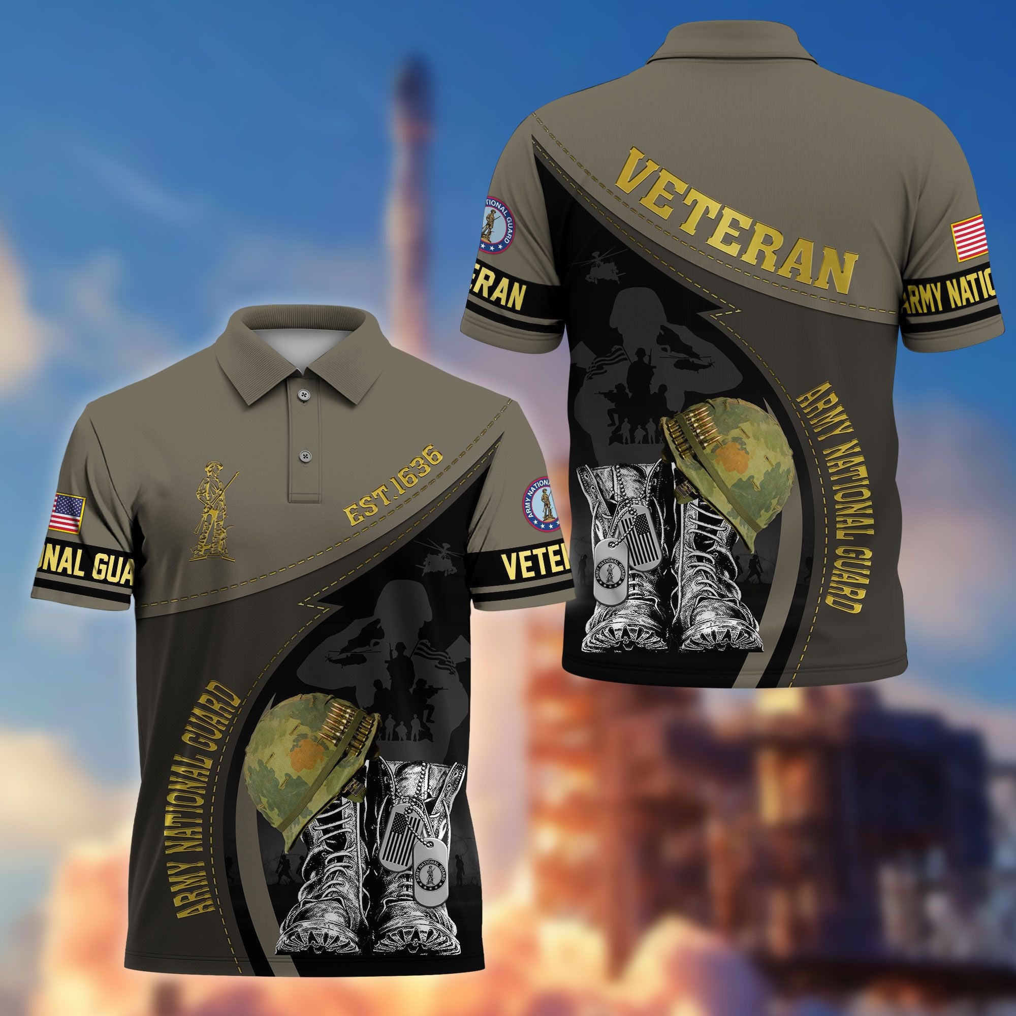 Premium US Veterans Polo Shirt, Gifts For US Veterans, Best Gifts On Father's Day, Armed Forces Day, Independence Day, Veterans Day.