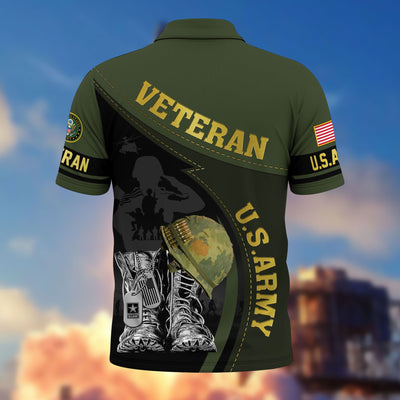 Premium US Veterans Polo Shirt, Gifts For US Veterans, Best Gifts On Father's Day, Armed Forces Day, Independence Day, Veterans Day.