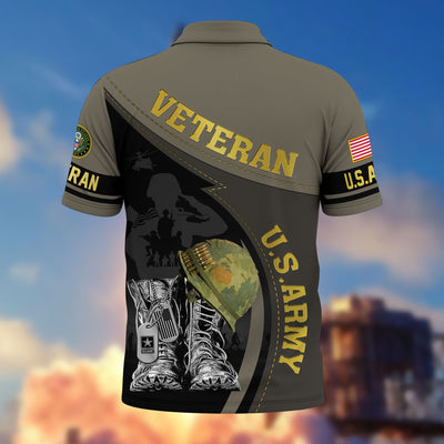 Premium US Veterans Polo Shirt, Gifts For US Veterans, Best Gifts On Father's Day, Armed Forces Day, Independence Day, Veterans Day.