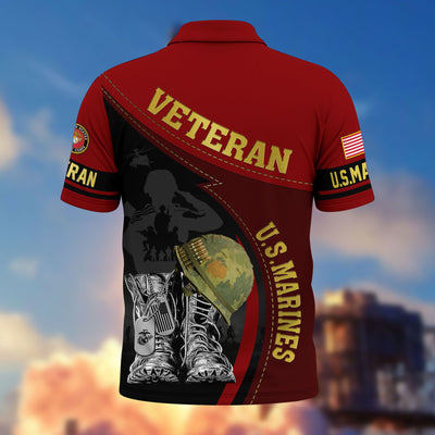 Premium US Veterans Polo Shirt, Gifts For US Veterans, Best Gifts On Father's Day, Armed Forces Day, Independence Day, Veterans Day.