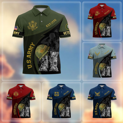 Premium US Veterans Polo Shirt, Gifts For US Veterans, Best Gifts On Father's Day, Armed Forces Day, Independence Day, Veterans Day.