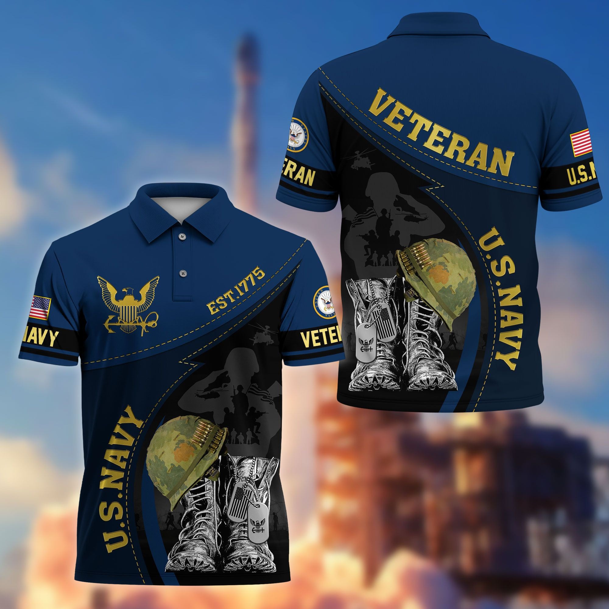 Premium US Veterans Polo Shirt, Gifts For US Veterans, Best Gifts On Father's Day, Armed Forces Day, Independence Day, Veterans Day.
