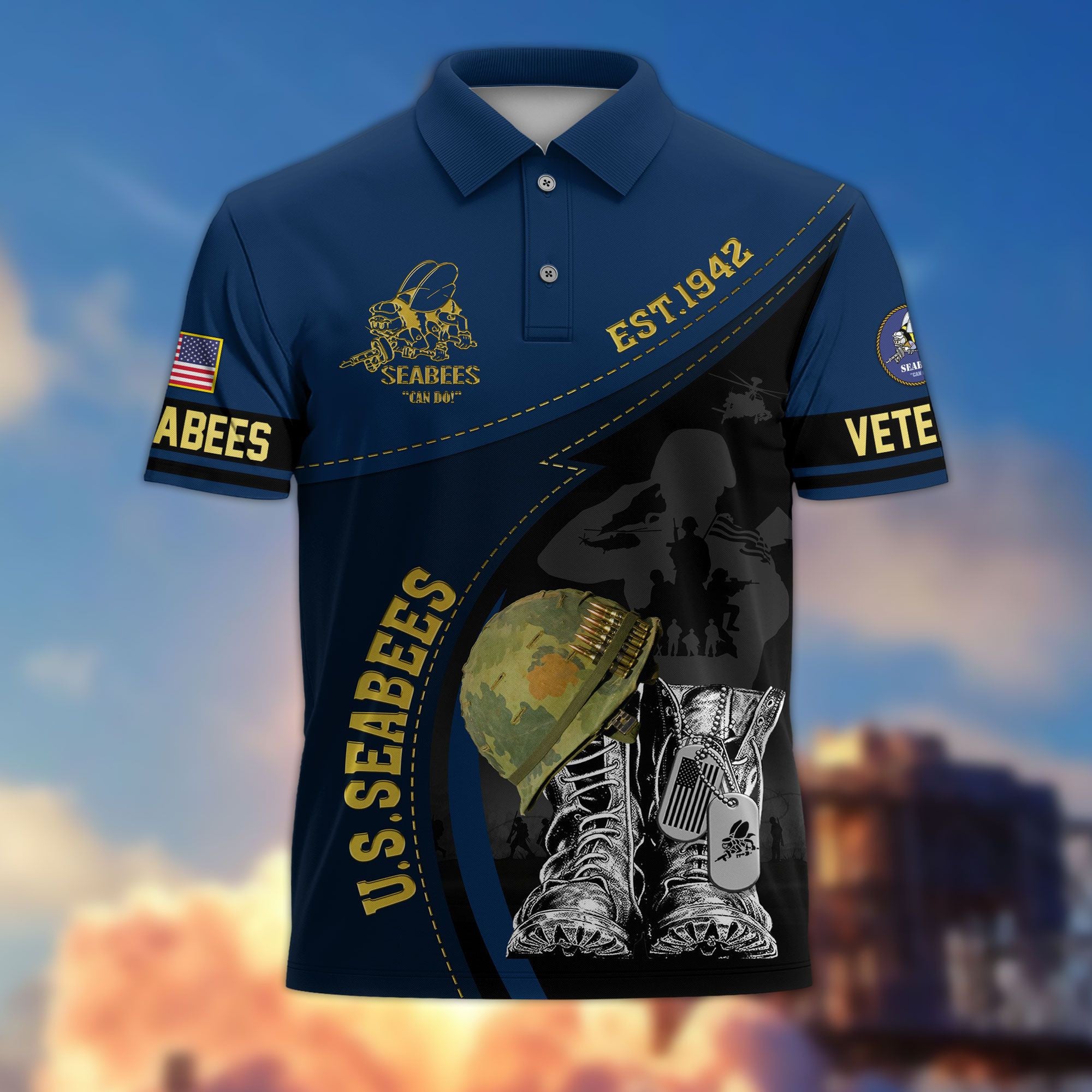 Premium US Veterans Polo Shirt, Gifts For US Veterans, Best Gifts On Father's Day, Armed Forces Day, Independence Day, Veterans Day.