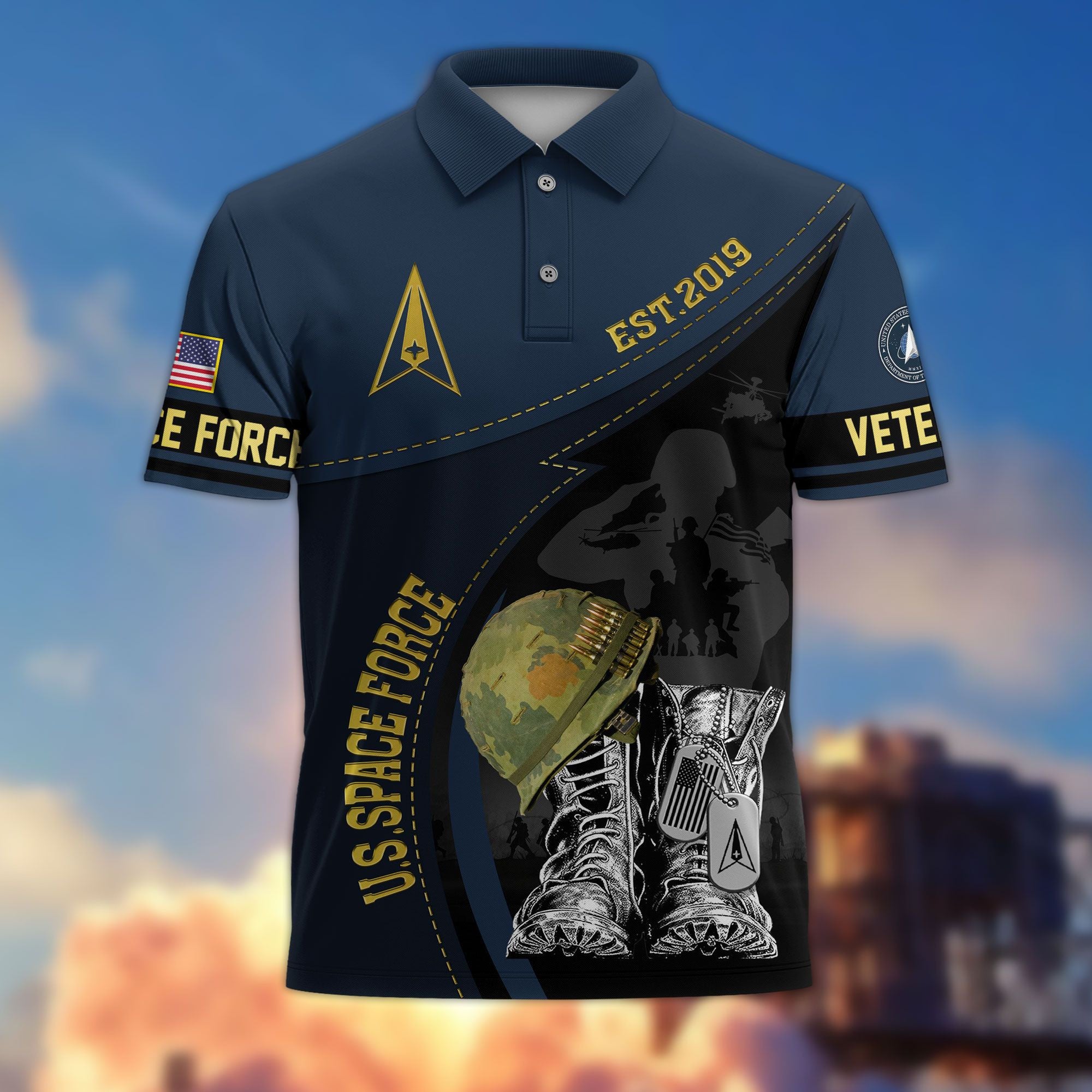 Premium US Veterans Polo Shirt, Gifts For US Veterans, Best Gifts On Father's Day, Armed Forces Day, Independence Day, Veterans Day.