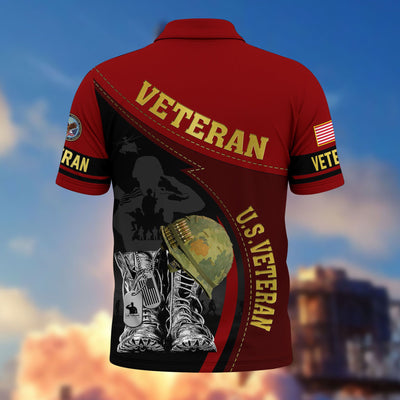 Premium US Veterans Polo Shirt, Gifts For US Veterans, Best Gifts On Father's Day, Armed Forces Day, Independence Day, Veterans Day.