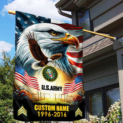 Premium Custom Name, Rank US Army Flag, Gift For Army Veteran, American Flag, Patriotic Flag, Garden Flag, House Flag, Best Gifts On Father's Day, Independence Day, Veterans Day.