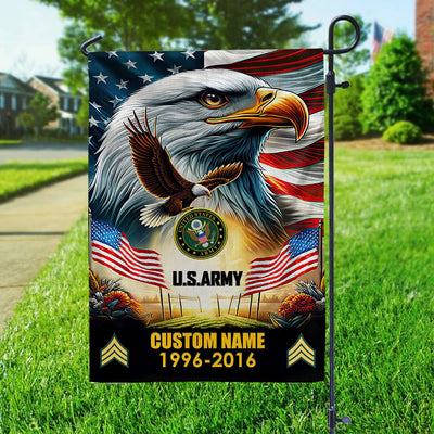 Premium Custom Name, Rank US Army Flag, Gift For Army Veteran, American Flag, Patriotic Flag, Garden Flag, House Flag, Best Gifts On Father's Day, Independence Day, Veterans Day.