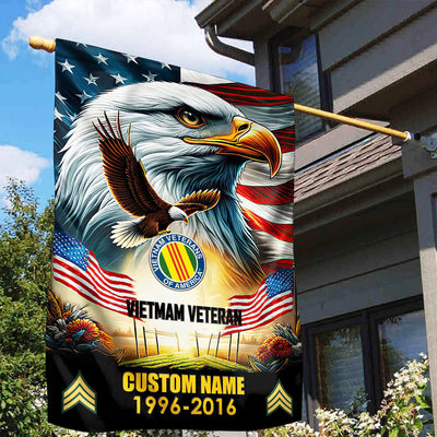 Premium Custom Name, Rank Vietnam Veteran Flag, Gift For Vietnam Veteran, American Flag, Patriotic Flag, Garden Flag, House Flag, Best Gifts On Father's Day, Independence Day, Veterans Day.