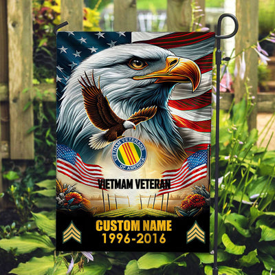 Premium Custom Name, Rank Vietnam Veteran Flag, Gift For Vietnam Veteran, American Flag, Patriotic Flag, Garden Flag, House Flag, Best Gifts On Father's Day, Independence Day, Veterans Day.