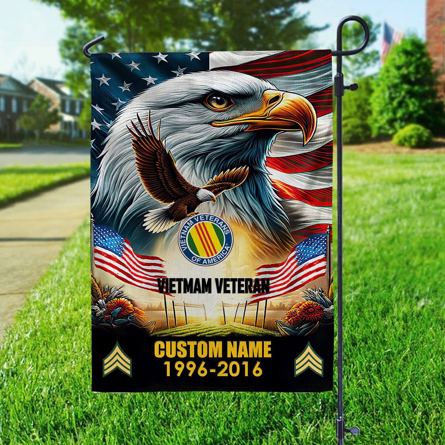 Premium Custom Name, Rank Vietnam Veteran Flag, Gift For Vietnam Veteran, American Flag, Patriotic Flag, Garden Flag, House Flag, Best Gifts On Father's Day, Independence Day, Veterans Day.
