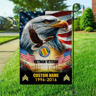 Premium Custom Name, Rank Vietnam Veteran Flag, Gift For Vietnam Veteran, American Flag, Patriotic Flag, Garden Flag, House Flag, Best Gifts On Father's Day, Independence Day, Veterans Day.