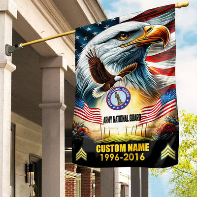 Premium Custom Name, Rank US Army National Guard Flag, Gift For Army National Guard Veteran, American Flag, Patriotic Flag, Garden Flag, House Flag, Best Gifts On Father's Day, Independence Day, Veterans Day.