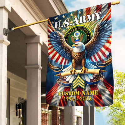 Premium Custom Name, Rank US Army Flag, Gift For Army Veteran, American Flag, Patriotic Flag, Garden Flag, House Flag, Best Gifts On Father's Day, Independence Day, Veterans Day.