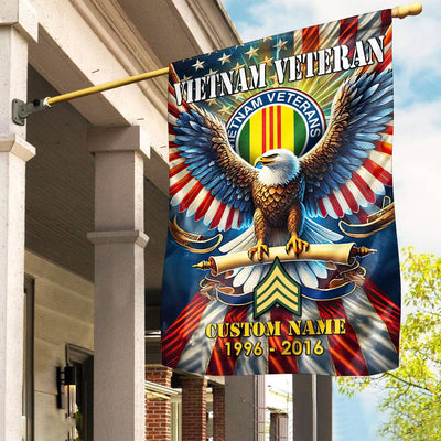 Premium Custom Name, Rank Vietnam Veteran Flag, Gift For Vietnam Veteran, American Flag, Patriotic Flag, Garden Flag, House Flag, Best Gifts On Father's Day, Independence Day, Veterans Day.