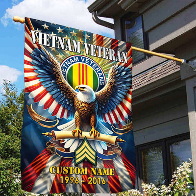 Premium Custom Name, Rank Vietnam Veteran Flag, Gift For Vietnam Veteran, American Flag, Patriotic Flag, Garden Flag, House Flag, Best Gifts On Father's Day, Independence Day, Veterans Day.