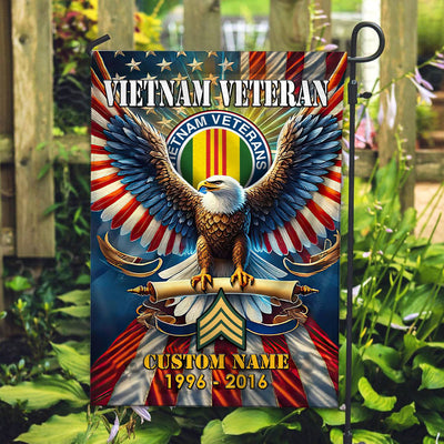 Premium Custom Name, Rank Vietnam Veteran Flag, Gift For Vietnam Veteran, American Flag, Patriotic Flag, Garden Flag, House Flag, Best Gifts On Father's Day, Independence Day, Veterans Day.
