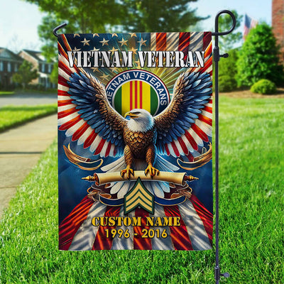 Premium Custom Name, Rank Vietnam Veteran Flag, Gift For Vietnam Veteran, American Flag, Patriotic Flag, Garden Flag, House Flag, Best Gifts On Father's Day, Independence Day, Veterans Day.