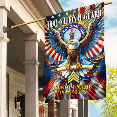 Premium Custom Name, Rank US Army National Guard Flag, Gift For Army National Guard Veteran, American Flag, Patriotic Flag, Garden Flag, House Flag, Best Gifts On Father's Day, Independence Day, Veterans Day.
