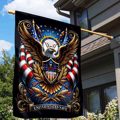 US Navy Flag, Custom Name, Rank, Year, Gift For Navy Veteran, American Flag, Patriotic Flag, Garden Flag, House Flag, Best Gifts On Father's Day, Independence Day, Veterans Day.