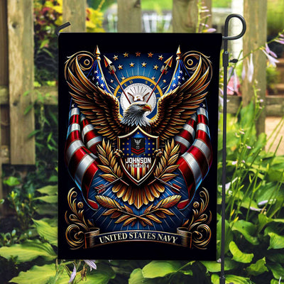 US Navy Flag, Custom Name, Rank, Year, Gift For Navy Veteran, American Flag, Patriotic Flag, Garden Flag, House Flag, Best Gifts On Father's Day, Independence Day, Veterans Day.