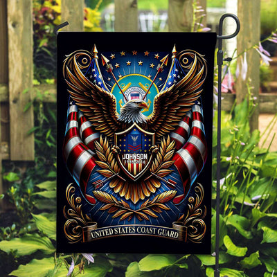 USCG Flag, Custom Name, Rank, Year, Gift For Coast Guard Veteran, American Flag, Patriotic Flag, Garden Flag, House Flag, Best Gifts On Father's Day, Independence Day, Veterans Day.