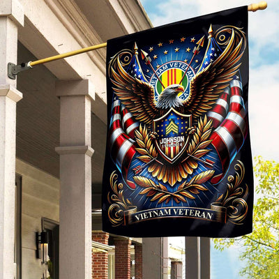 Vietnam Veteran Flag, Custom Name, Rank, Year, Gift For Vietnam Veteran, American Flag, Patriotic Flag, Garden Flag, House Flag, Best Gifts On Father's Day, Independence Day, Veterans Day.