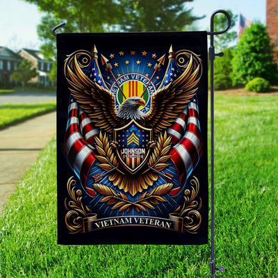 Vietnam Veteran Flag, Custom Name, Rank, Year, Gift For Vietnam Veteran, American Flag, Patriotic Flag, Garden Flag, House Flag, Best Gifts On Father's Day, Independence Day, Veterans Day.