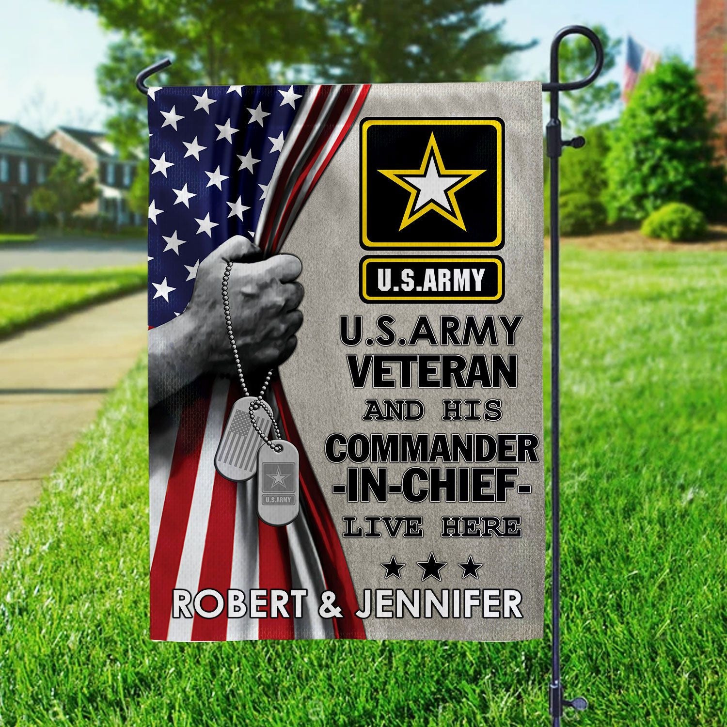 US Army Flag, Custom Name, Gift For Army Veteran, American Flag, Patriotic Flag, Garden Flag, House Flag, Best Gifts On Father's Day, Independence Day, Veterans Day.