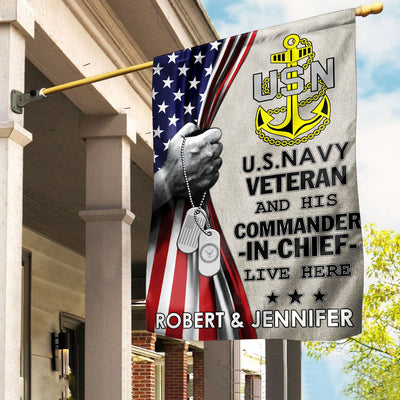 US Navy Flag, Custom Name, Gift For Navy Veteran, American Flag, Patriotic Flag, Garden Flag, House Flag, Best Gifts On Father's Day, Independence Day, Veterans Day.