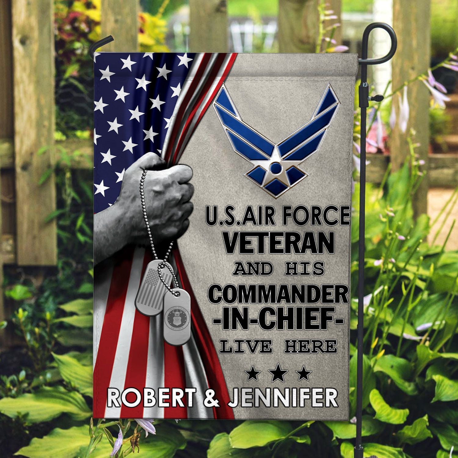 USAF Flag, Custom Name, Gift For Air Force Veteran, American Flag, Patriotic Flag, Garden Flag, House Flag, Best Gifts On Father's Day, Independence Day, Veterans Day.