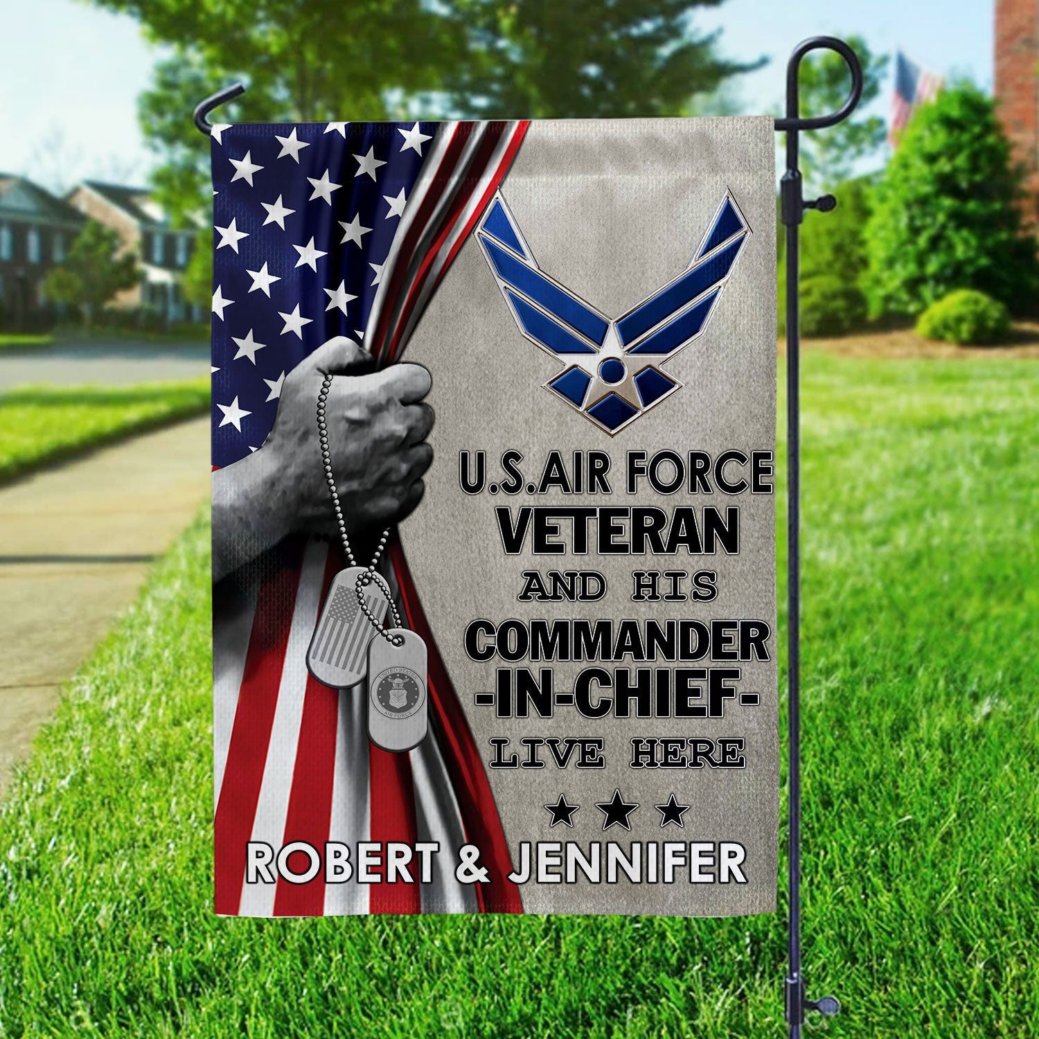 USAF Flag, Custom Name, Gift For Air Force Veteran, American Flag, Patriotic Flag, Garden Flag, House Flag, Best Gifts On Father's Day, Independence Day, Veterans Day.