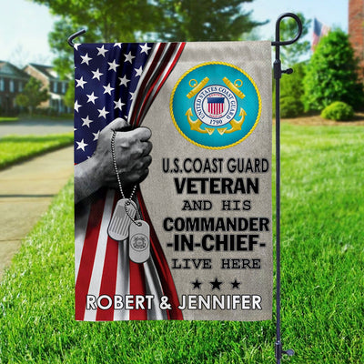 USCG Flag, Custom Name, Gift For Coast Guard Veteran, American Flag, Patriotic Flag, Garden Flag, House Flag, Best Gifts On Father's Day, Independence Day, Veterans Day.