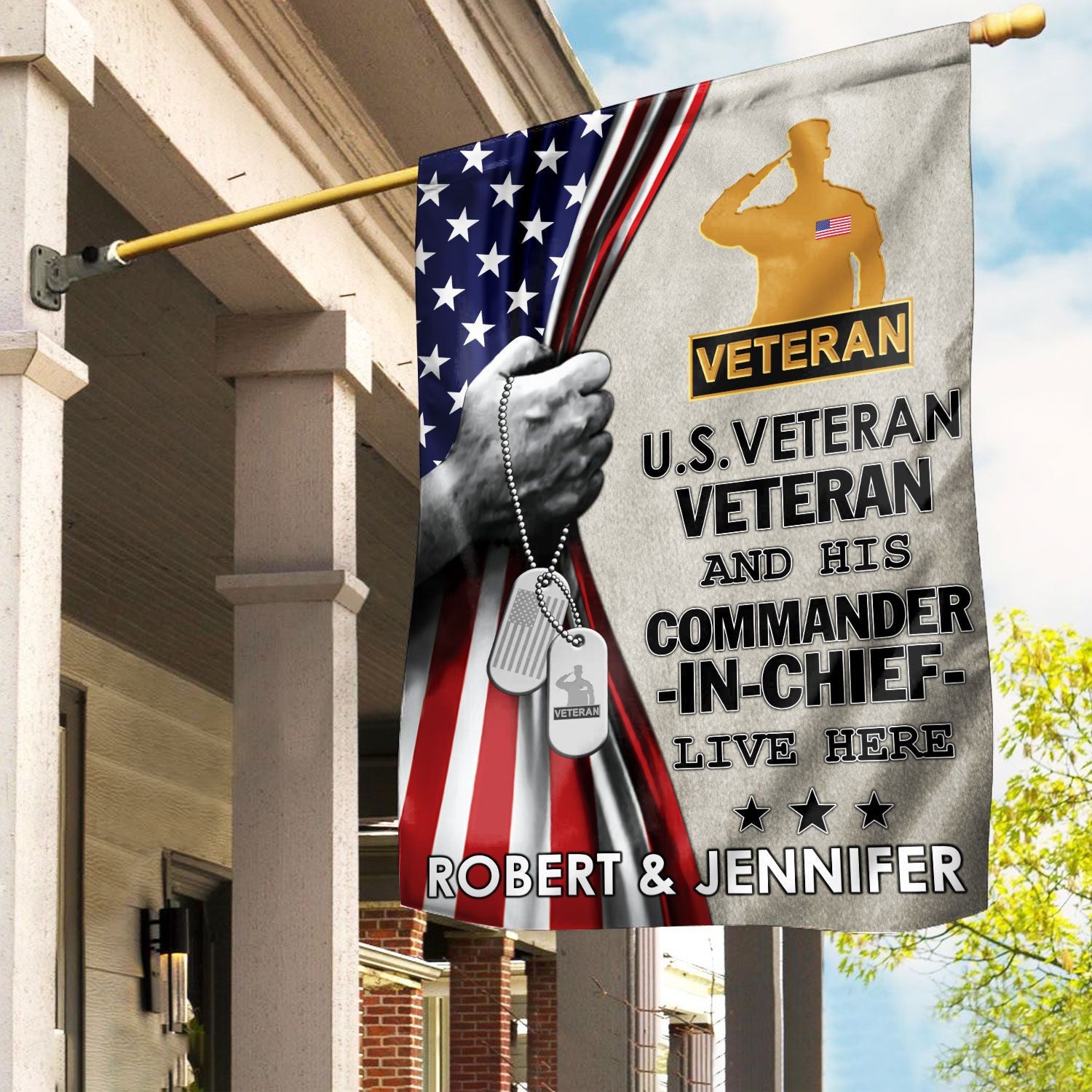 US Veteran Flag, Custom Name, Gift For US Veteran, American Flag, Patriotic Flag, Garden Flag, House Flag, Best Gifts On Father's Day, Independence Day, Veterans Day.