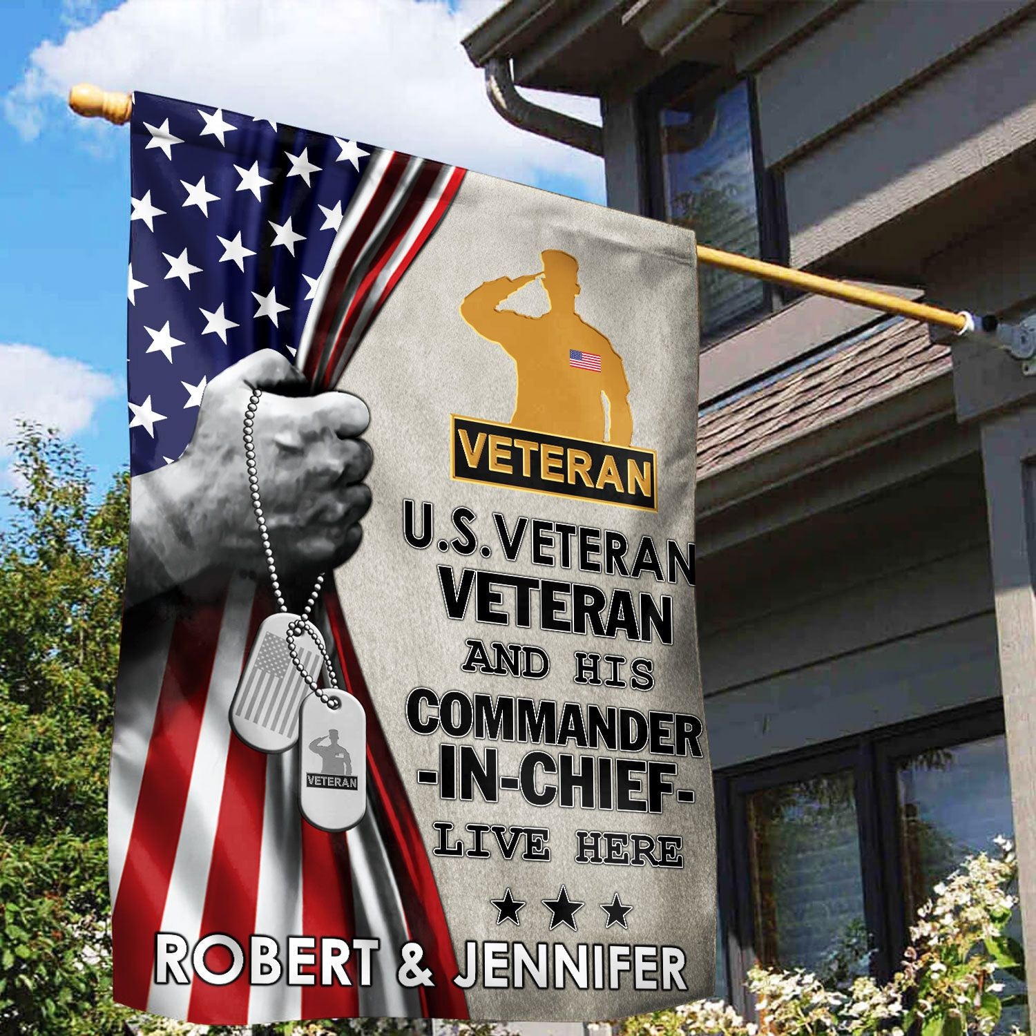US Veteran Flag, Custom Name, Gift For US Veteran, American Flag, Patriotic Flag, Garden Flag, House Flag, Best Gifts On Father's Day, Independence Day, Veterans Day.