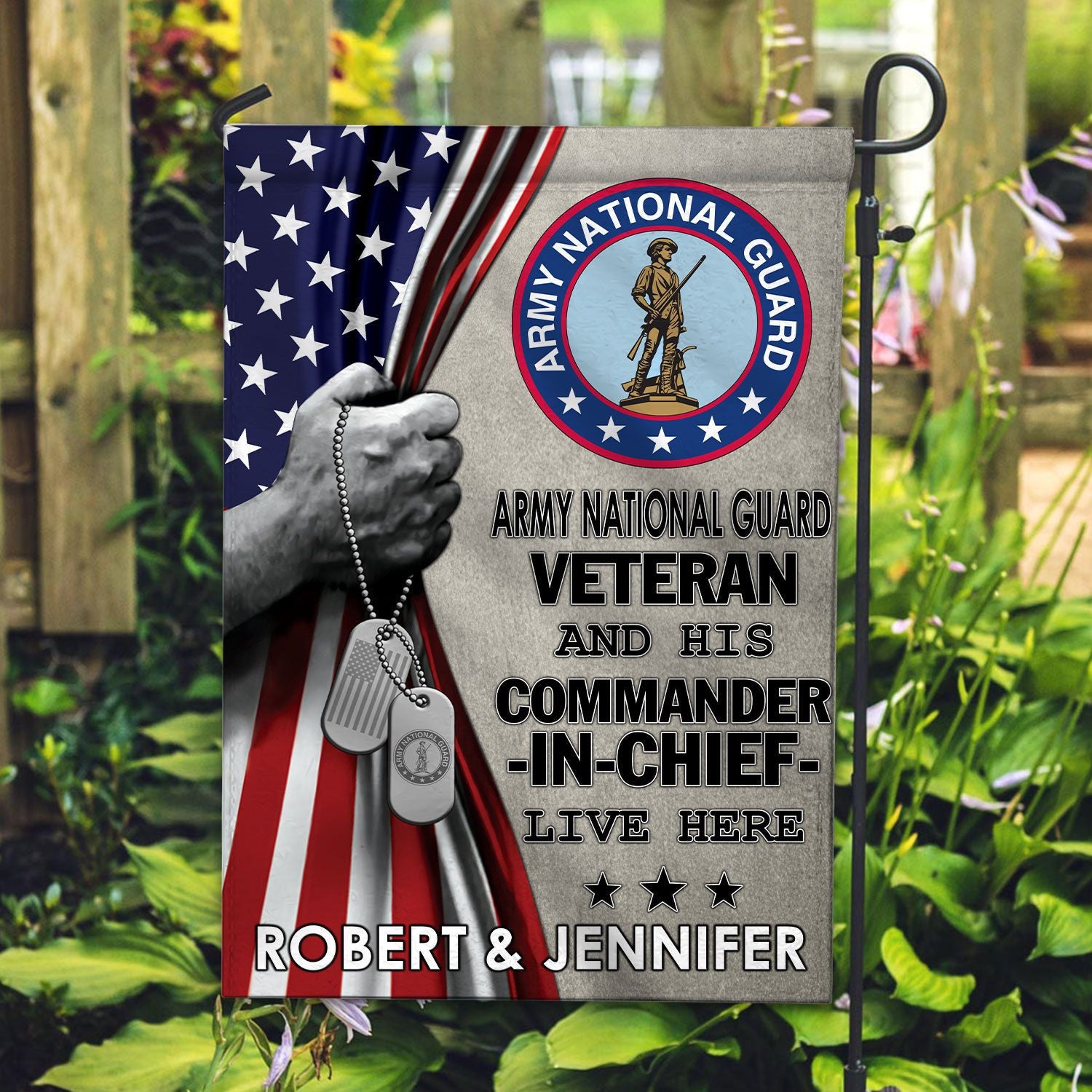 US Army National Guard Veteran Flag, Custom Name, Gift For Army National Guard Veteran, American Flag, Patriotic Flag, Garden Flag, House Flag, Best Gifts On Father's Day, Independence Day, Veterans Day.