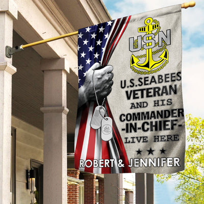 US Seabees Veteran Flag, Custom Name, Gift For Seabees Veteran, American Flag, Patriotic Flag, Garden Flag, House Flag, Best Gifts On Father's Day, Independence Day, Veterans Day.
