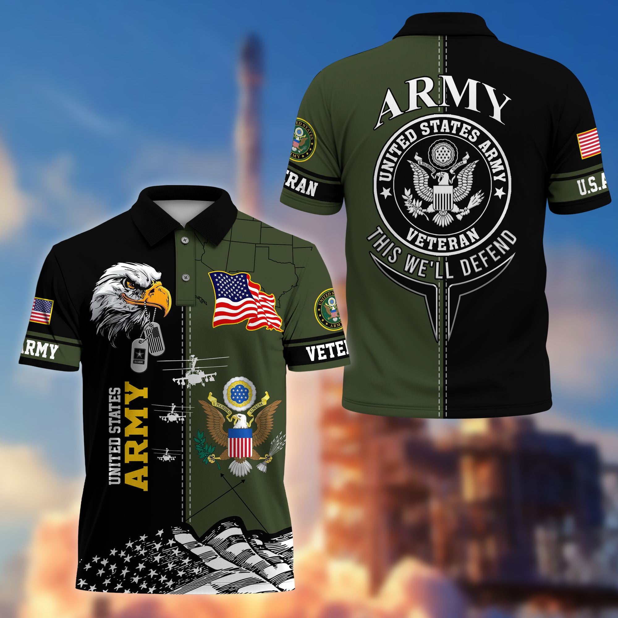 Premium US Veterans Polo Shirt, Gifts For US Veterans, Gifts On Father's Day, Armed Forces Day, Independence Day, Veterans Day.