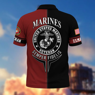 Premium US Veterans Polo Shirt, Gifts For US Veterans, Gifts On Father's Day, Armed Forces Day, Independence Day, Veterans Day.