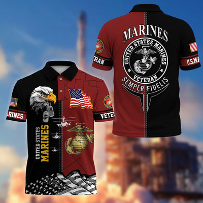 Premium US Veterans Polo Shirt, Gifts For US Veterans, Gifts On Father's Day, Armed Forces Day, Independence Day, Veterans Day.