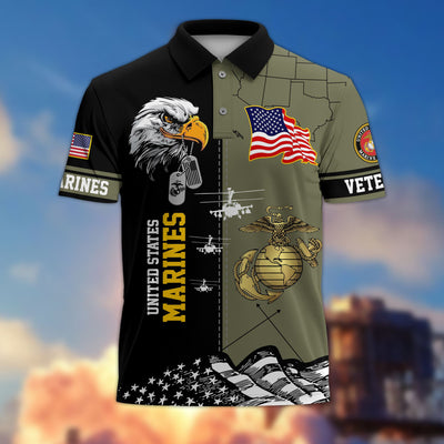 Premium US Veterans Polo Shirt, Gifts For US Veterans, Gifts On Father's Day, Armed Forces Day, Independence Day, Veterans Day.