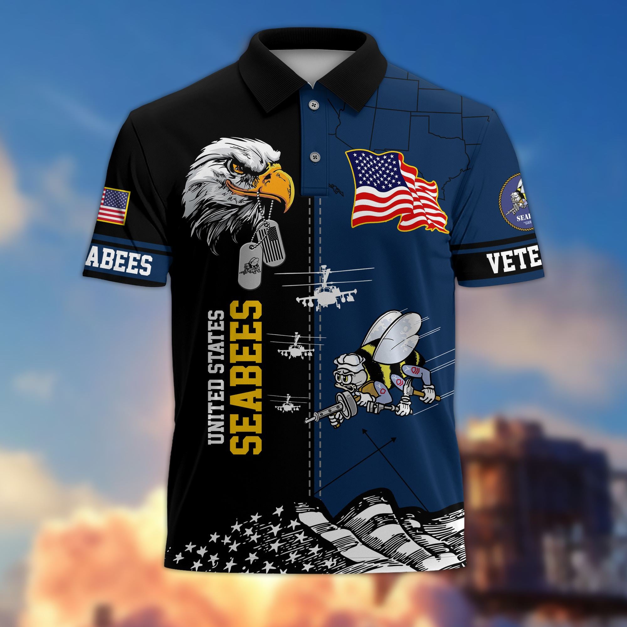 Premium US Veterans Polo Shirt, Gifts For US Veterans, Gifts On Father's Day, Armed Forces Day, Independence Day, Veterans Day.
